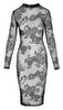 Kleid aus Powernet mit Blüten-Samtflockprint