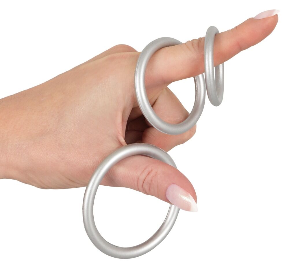 3-teiliges Penisring-Set „Metallic Silicone Cock Ring Set“, aus Silikon