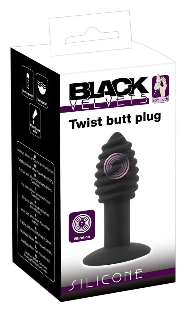 Analplug „Twist butt plug“, mit ausgeprägter Rillenstruktur, 7 Vibrationsmodi