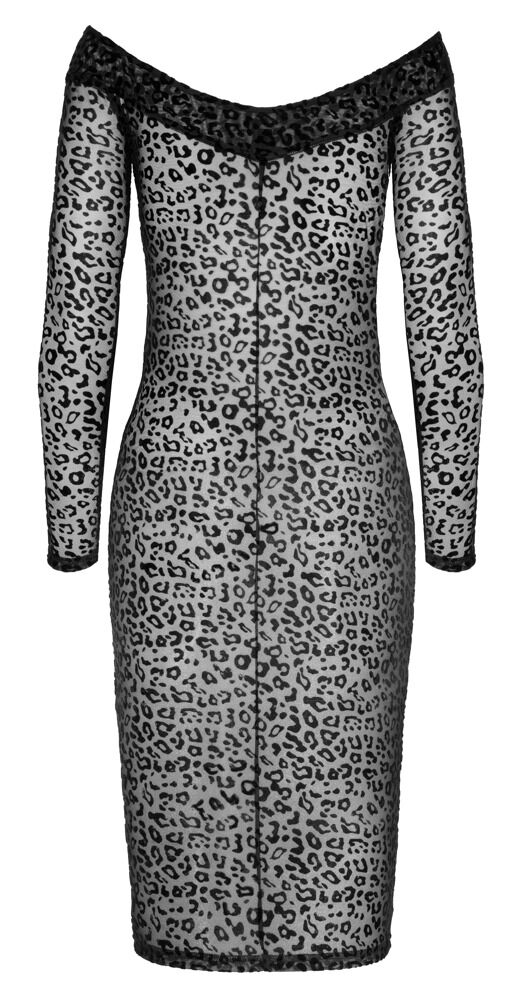 Kleid aus Powernet mit Leo-Samtflockprint