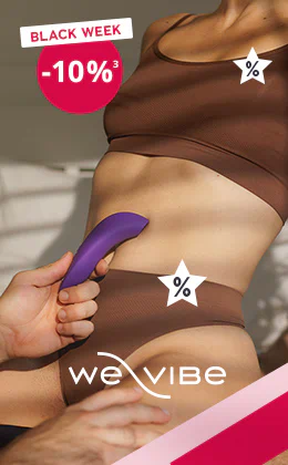 Werbebanner mit We-Vibe-Produkt und Smartphone-App. Als Störer steht "Black Week - 10%". Unterhalb steht in einem rotfarbenem Button "Zuschlagen & sparen".