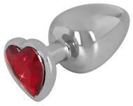 „Diamond Anal Plug“ aus Aluminium, Herz-Schmuckstein als Stopper