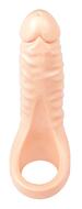 Penis-/Hodenring „Double Fucker“ mit flexiblem Naturdildo