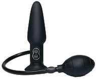 Analplug „True Black Vibrating“ mit Vibration und Pumpball