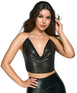 Metallic-Top mit Wasserfall-Ausschnitt