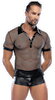 Hemd aus Netz und Wetlook, mit Polokragen