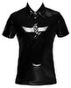 Shirt aus Lack im Polo-Style mit Halbarm, Kragen und Druckknopfleiste