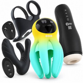 Main image of 4 Advent toy highlights – set for men feat Masturbator, G-spot & P-spot vibrator, penis/testicle ring & Multi Vibrator