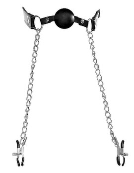 Deluxe Ball Gag and Nipple Clamps