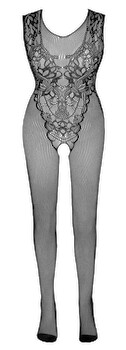 Hauptbild von Catsuit ouvert, aus Netz, mit eingewebtem Body in Spitzenoptik