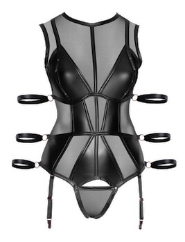 Hauptbild von Body mit Strapsen, mit jeweils 3 Armfesseln seitlich