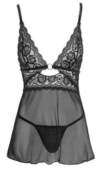 Hauptbild von Babydoll plus String aus Powernet und Spitze