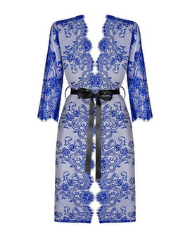 Kimono „Cobaltess“ mit filigraner Eyelash-Spitze