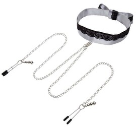 Play Nice Satin Collar & Nipple Clamps