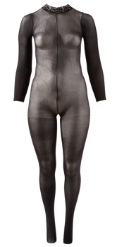 Catsuit mit Spitzenkragen