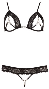 Hauptbild von BH plus String, aus Spitze mit funkelnden Strasselementen