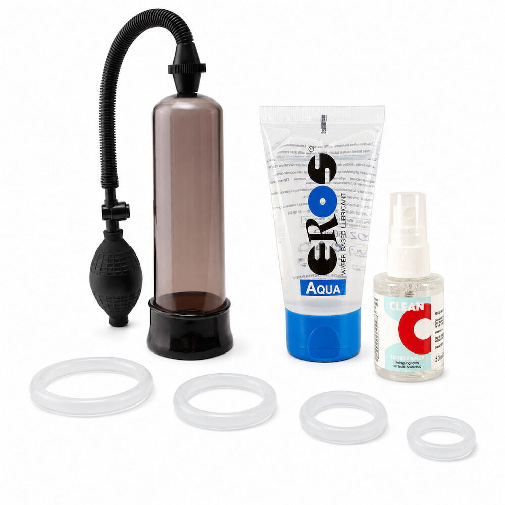 Pump & Hold – Performance Starter Set with Penis Pump, 4 Penis Rings, Lubricant & Cleaner