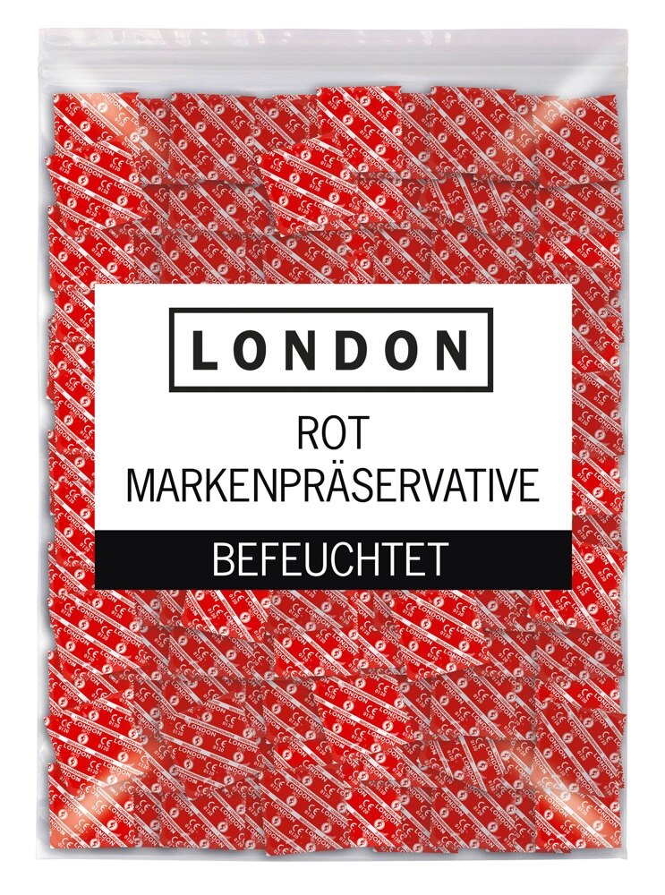 Kondome „London Rot“, feucht mit Erdbeer-Aroma