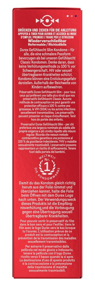 Kondome „Gefühlsecht Slim“ in schmaler Passform