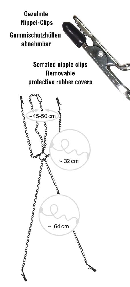 Nippelklammern „Nipple & Clit Clamps“ mit Halskette und Intimklammern