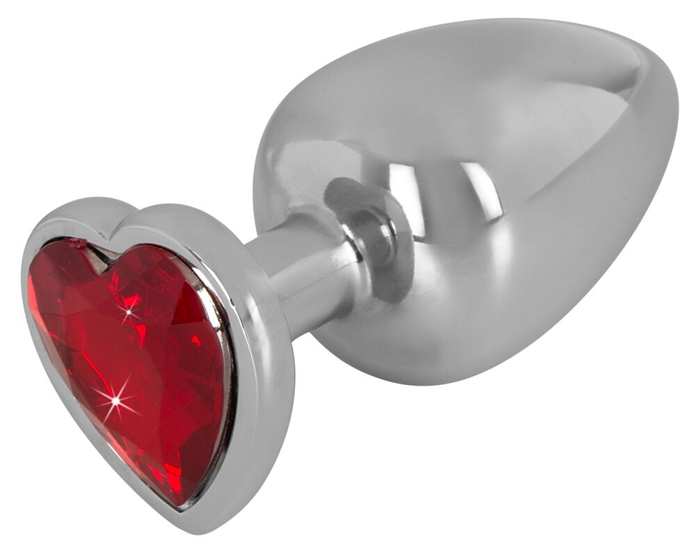 „Diamond Anal Plug“ aus Aluminium, Herz-Schmuckstein als Stopper