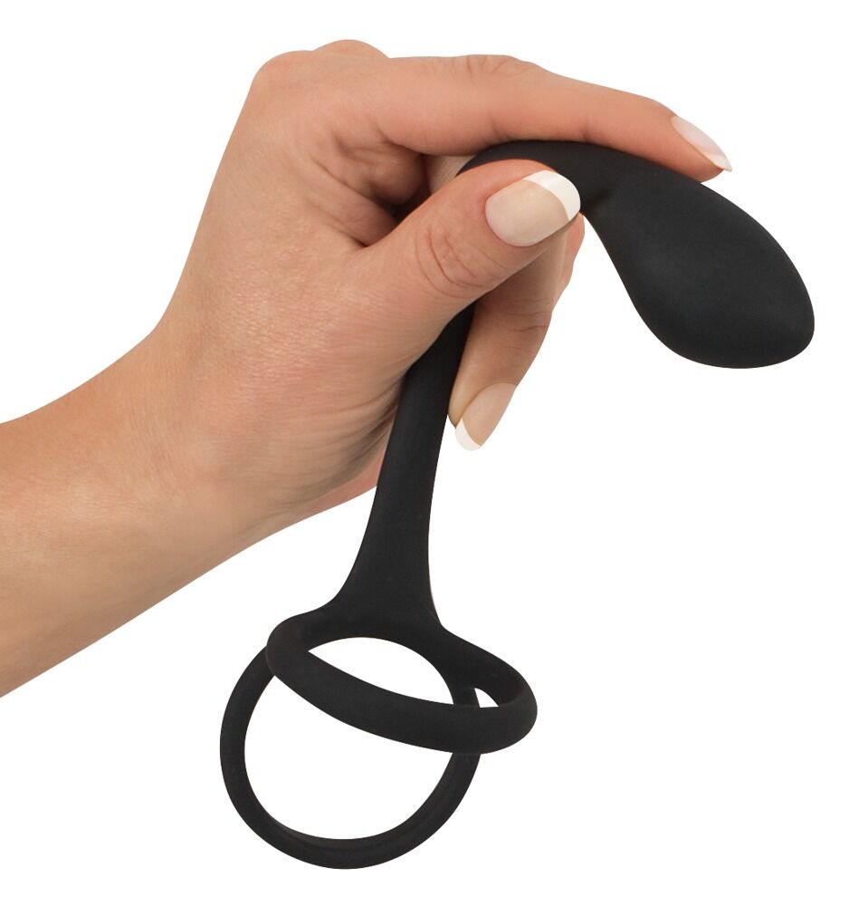 Penis- und Hodenring „Cock & ball ring with butt plug“ mit Analplug