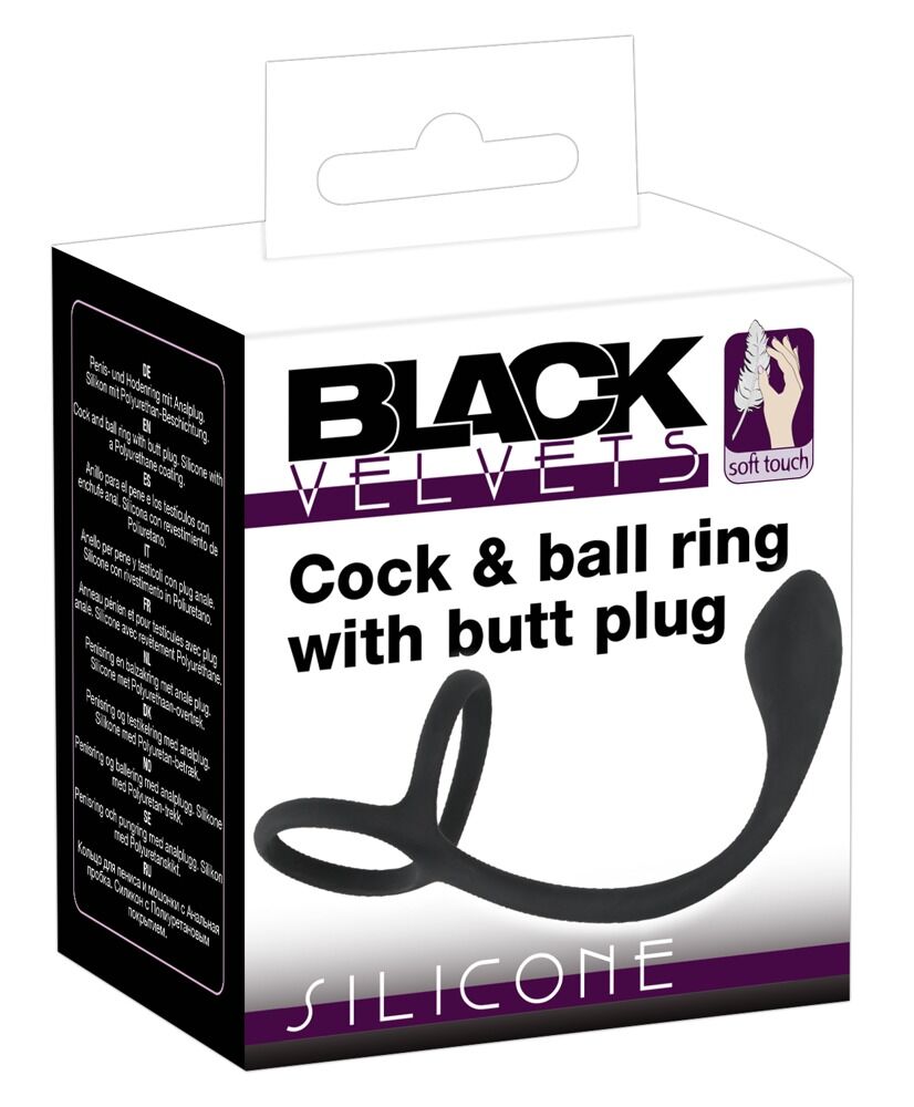 Penis- und Hodenring „Cock & ball ring with butt plug“ mit Analplug