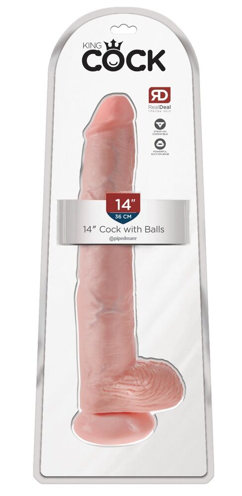 Naturdildo  „14" Cock with Balls" mit Saugfuß