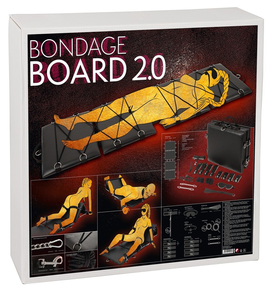 Fesselplatte „Bondage Board 2.0“, extralang, zusammenklappbar, mit Trageriemen