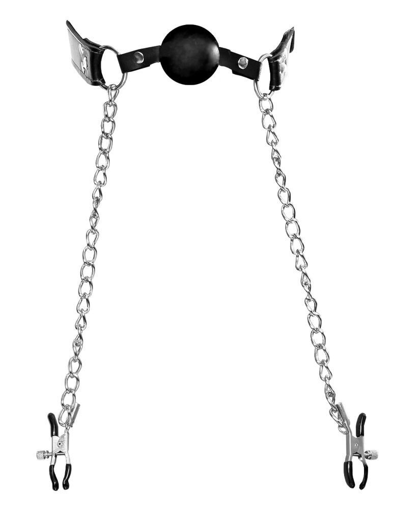 Deluxe Ball Gag and Nipple Clamps