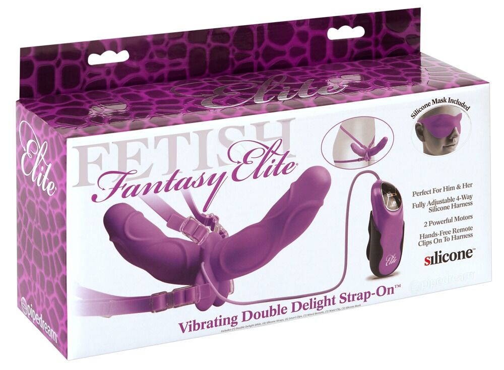 Umschnallvibrator „Vibrating Double Delight Strap-on“ inklusive Augenmaske