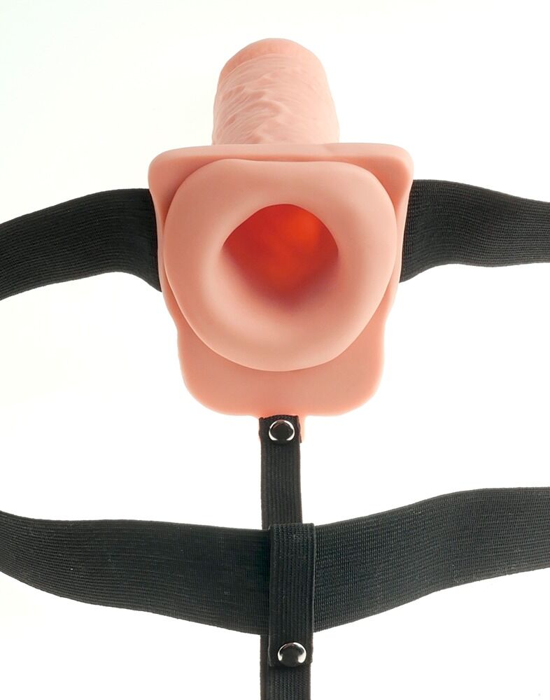7" Hollow Rechargeable Strap-on with Balls