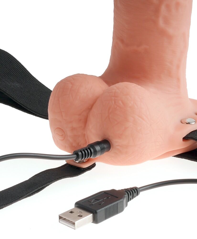 7" Hollow Rechargeable Strap-on with Balls