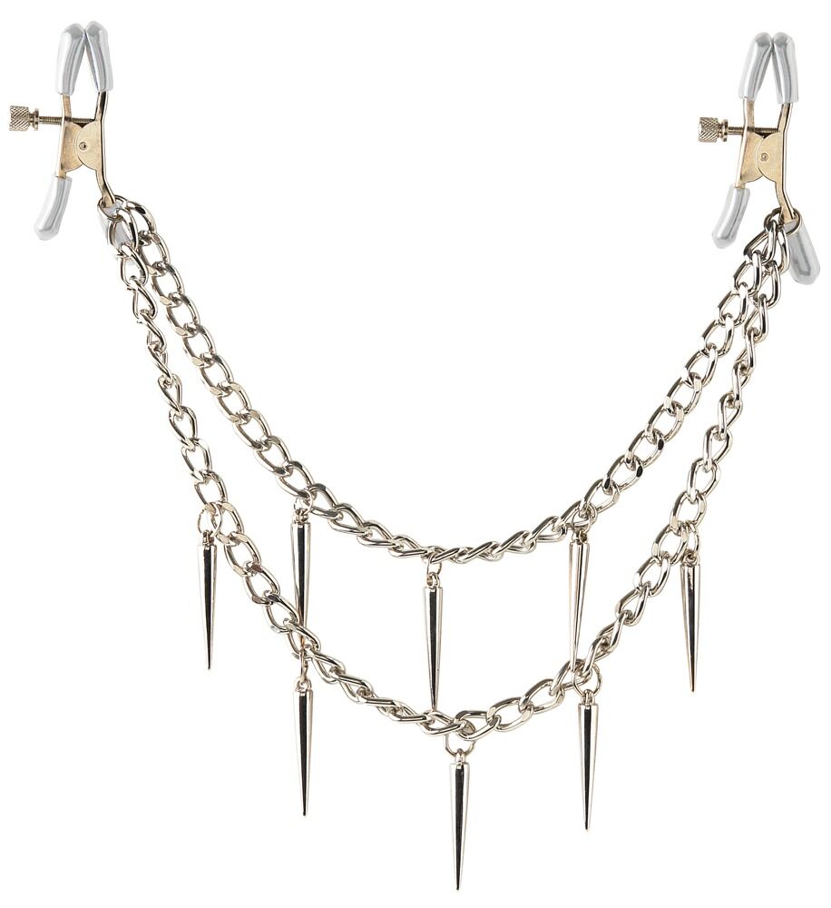 Nippelklammern „Rock Hard Nipple Clamps“, mit stylischer Metallkette voller  Spikes, 31 cm online kaufen bei