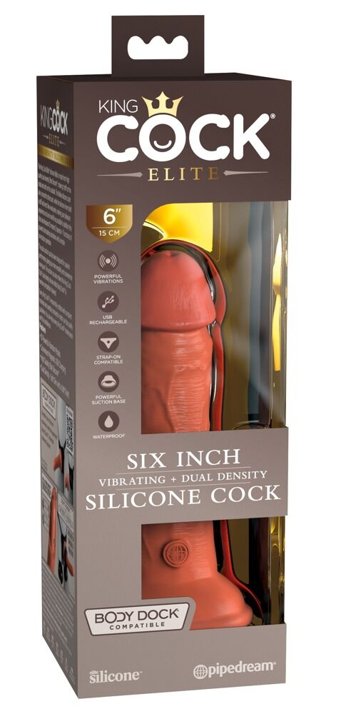 6" Vibrating + Dual Density Silicone Cock