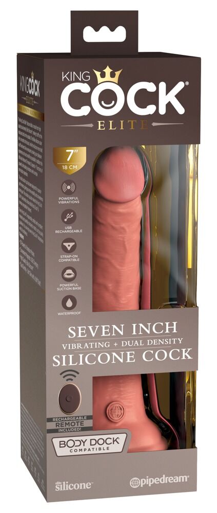 7" Vibrating + Dual Density Silicone Cock with Remote