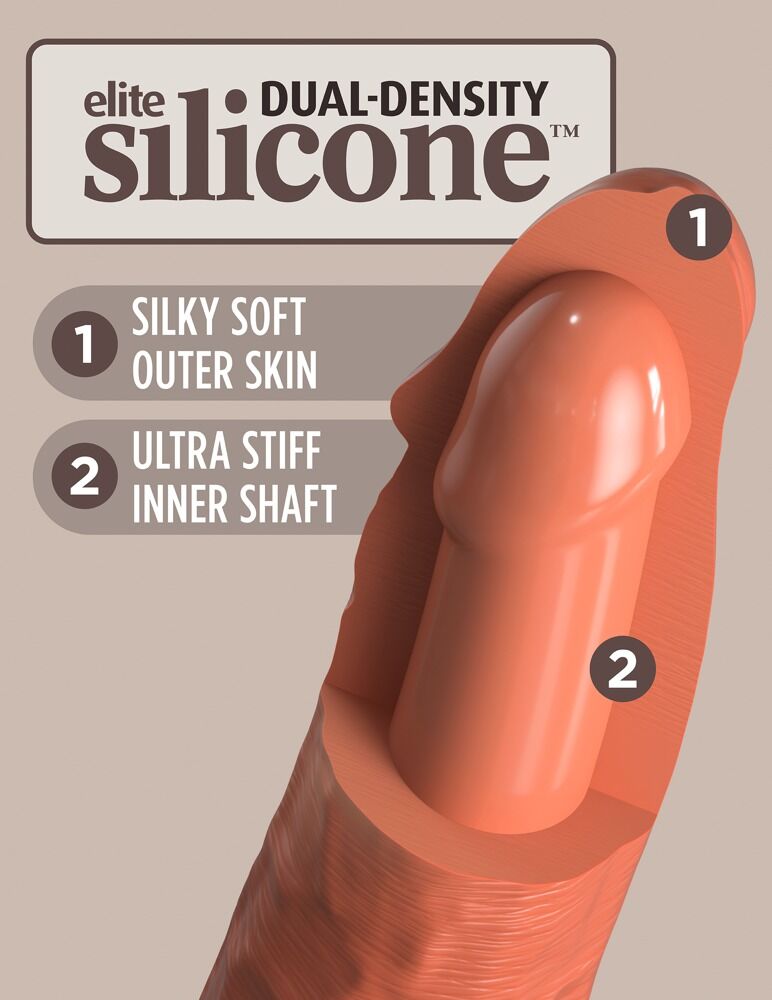 Naturvibrator „8“ Vibrating + Dual Density Silicone Cock“ mit extra starkem Saugfuß