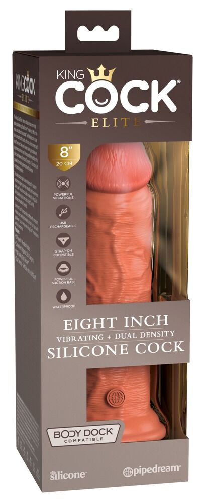 8" Vibrating + Dual Density Silicone Cock