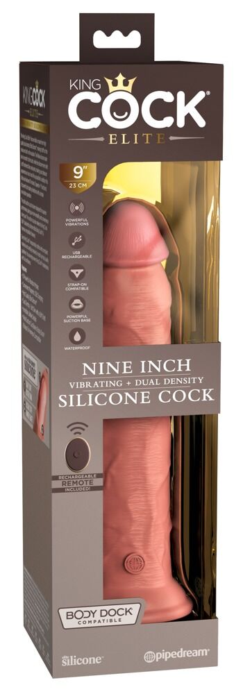 9" Vibrating + Dual Density Silicone Cock with Remote