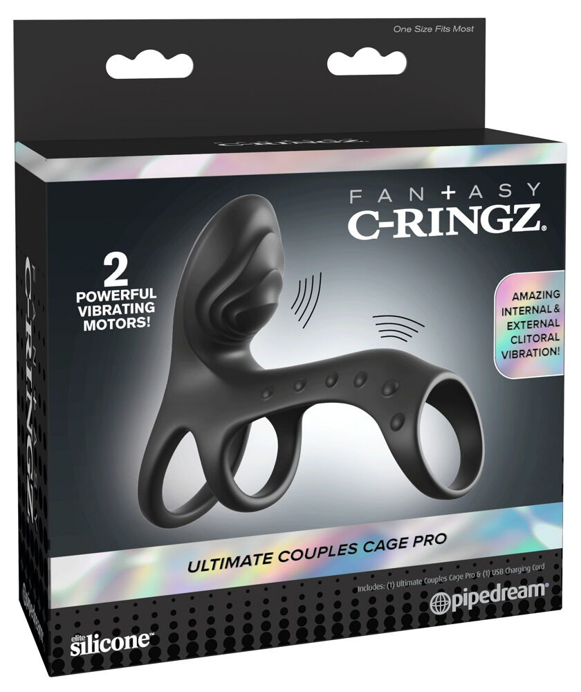 Penismanschette „Ultimate Couples Cage Pro“ mit Doppel-Vibration