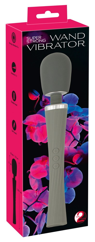 Massagestab „Super Strong Wand Vibrator“ mit extra langem Griff, 5 Vibrationsmodi in 3 Geschwindigkeiten