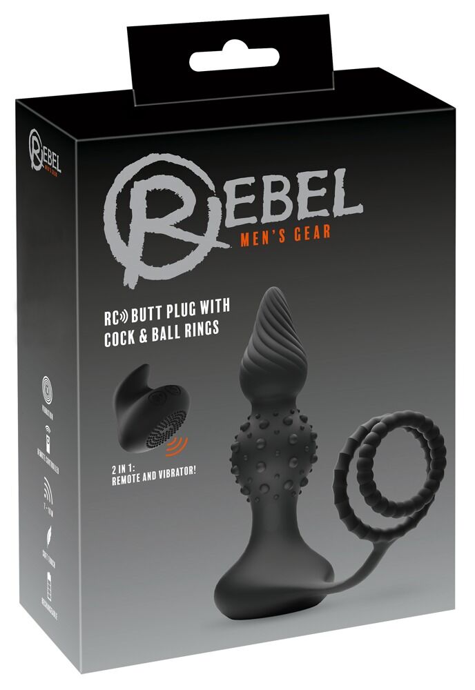 Penis-/Hodenring „RC Butt Plug with Cock & Ball Rings“ mit Vibro-Analplug