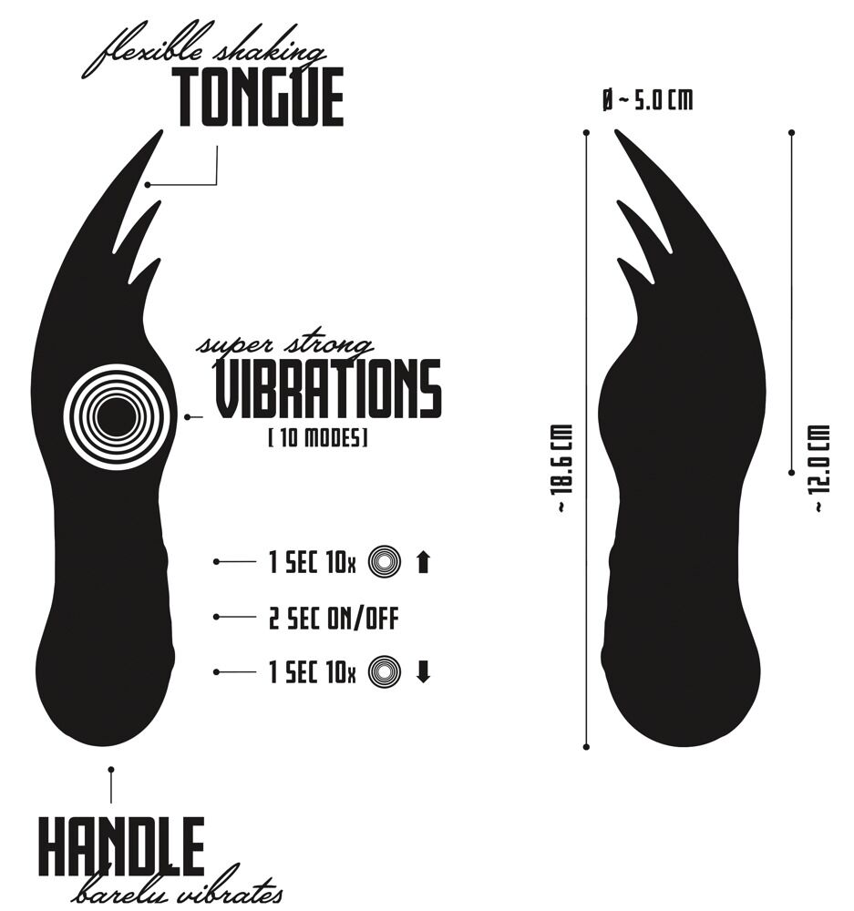 Zungenvibrator „Licking Vibrator“ mit 3 dynamisch flatternden Spitzen