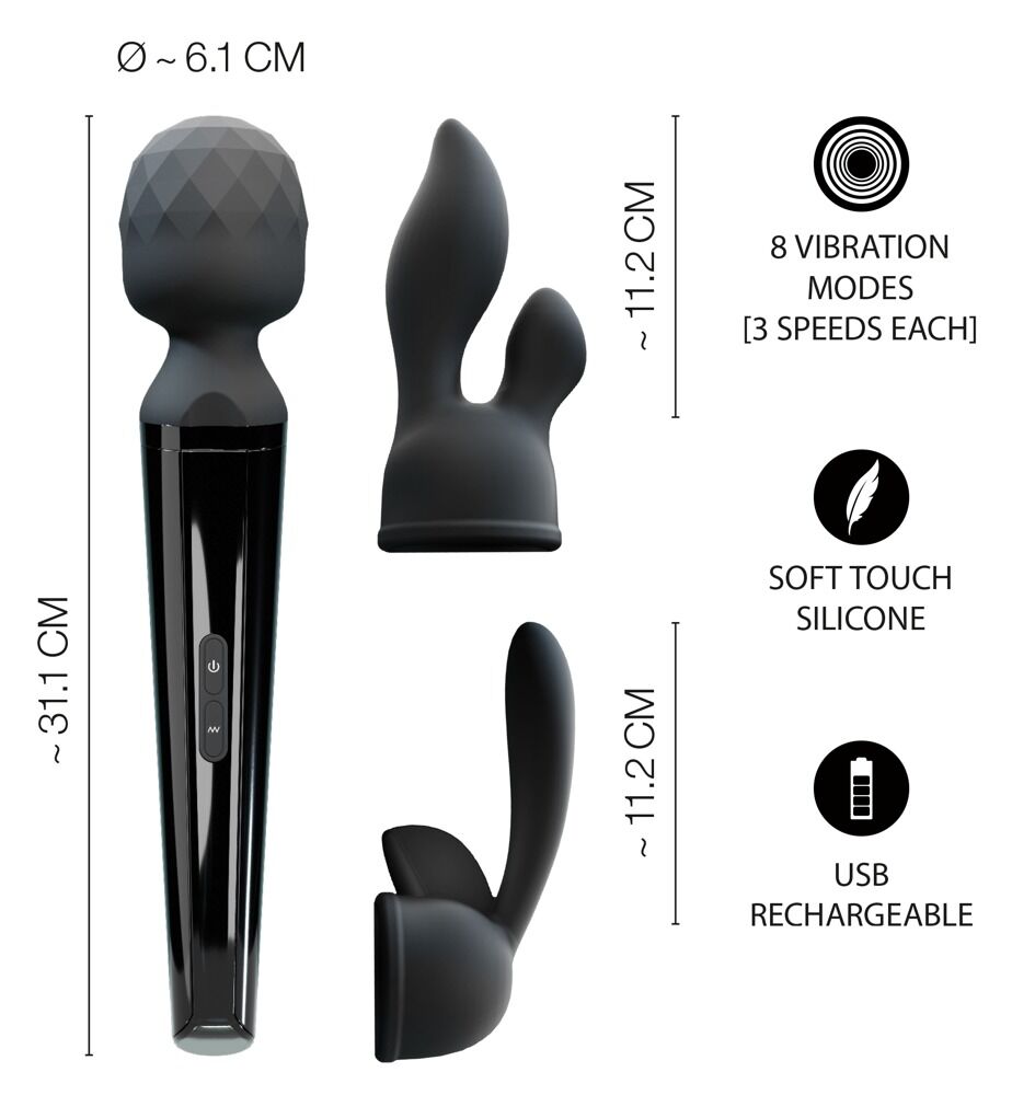 Wand Vibrator with 2 Attachments