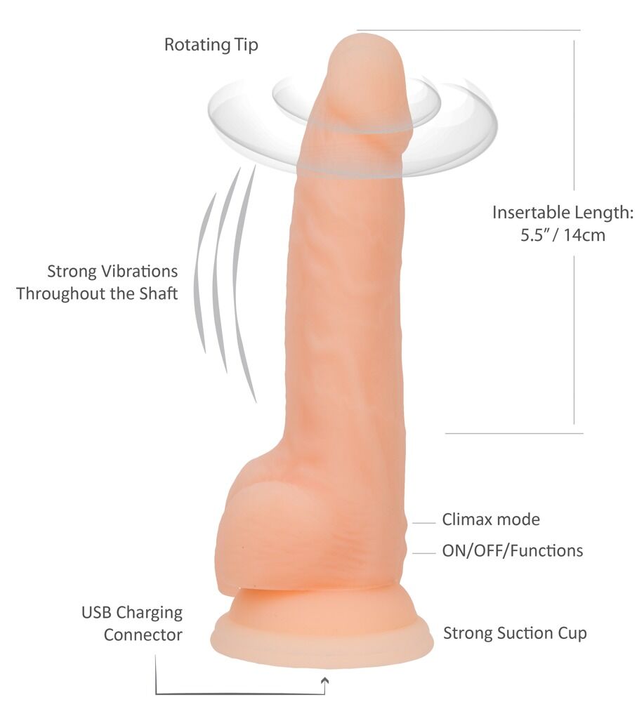 Naturvibrator „8" Rotating & Vibrating Dong“ mit Saugfuß