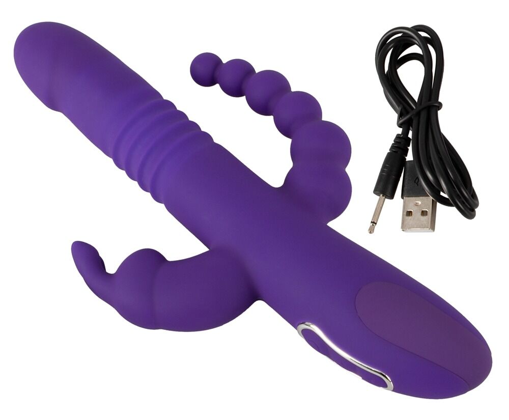 Stoßvibrator „Thrusting Pearl Triple Vibrator“ mit Klitoris- und Analvibrator