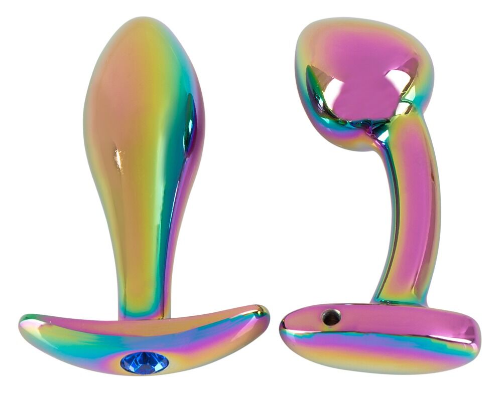„Metal Butt Plug Set in Rainbow Colours“ mit 2 verschiedenen Analplugs