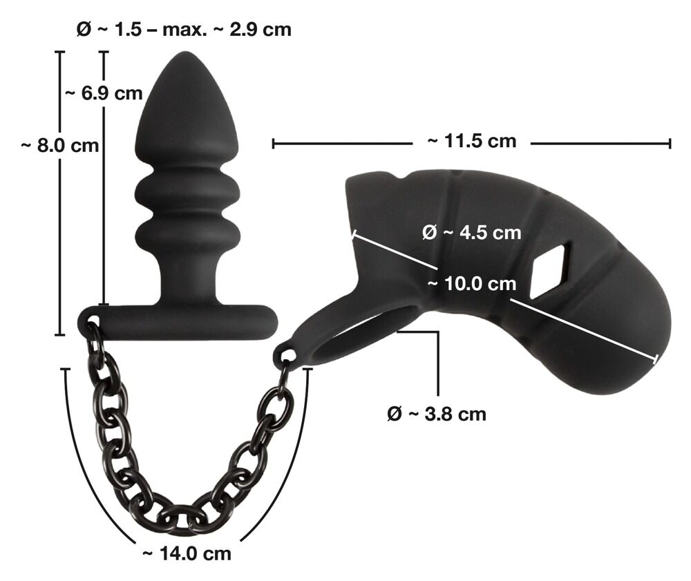 Peniskäfig „Cock cage with butt plug“ mit Analplug