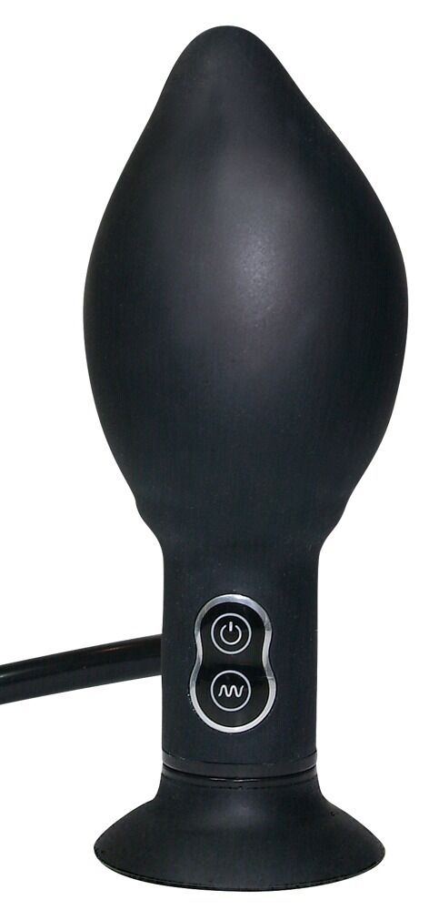 Analplug „True Black Vibrating“ mit Vibration und Pumpball