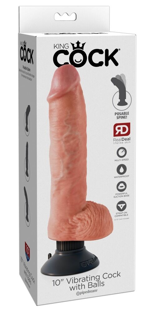 Vibrator „10" Vibrating Cock with Balls“, 20,5 cm